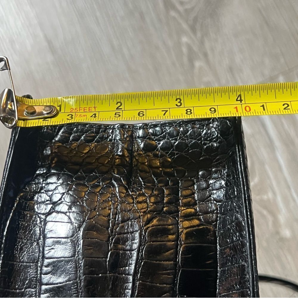 RALPH LAUREN COLLECTION Alligator Skin Leather Black Hand Bag Sterling Flap Tip - Picture 8 of 16